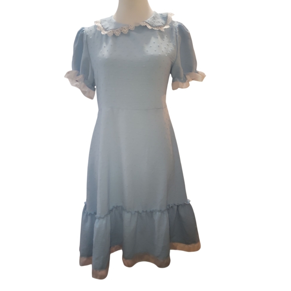 Elegant Blue Dress with White Accents - Picture 2 of 9